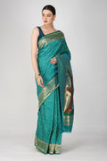 Blue Pure Silk Paithani Bandhej work Saree