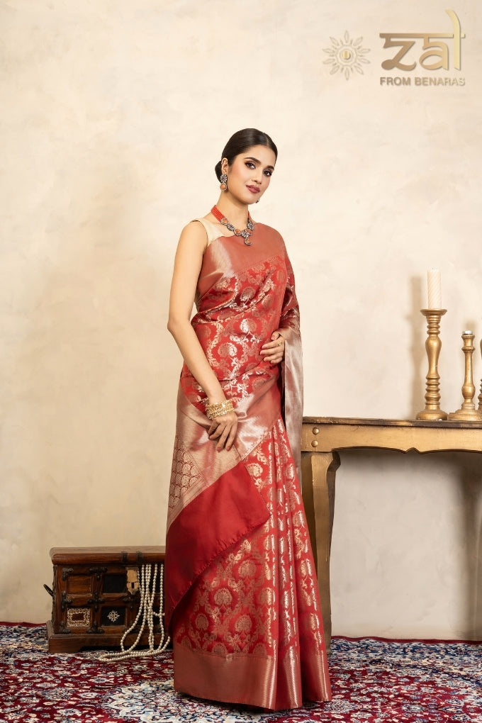Red Pure Silk Banarasi Handloom Saree