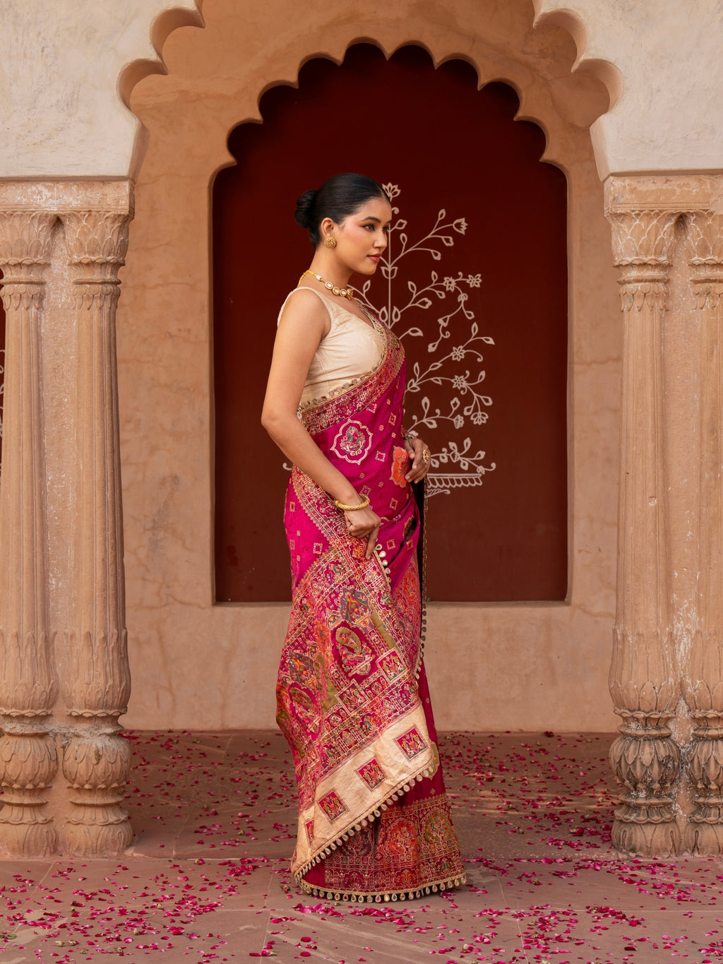 Magenta Pure Katan Silk Banarasi Bridal Handloom Saree