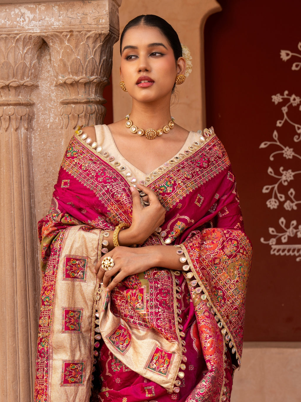 Magenta Pure Katan Silk Banarasi Bridal Handloom Saree