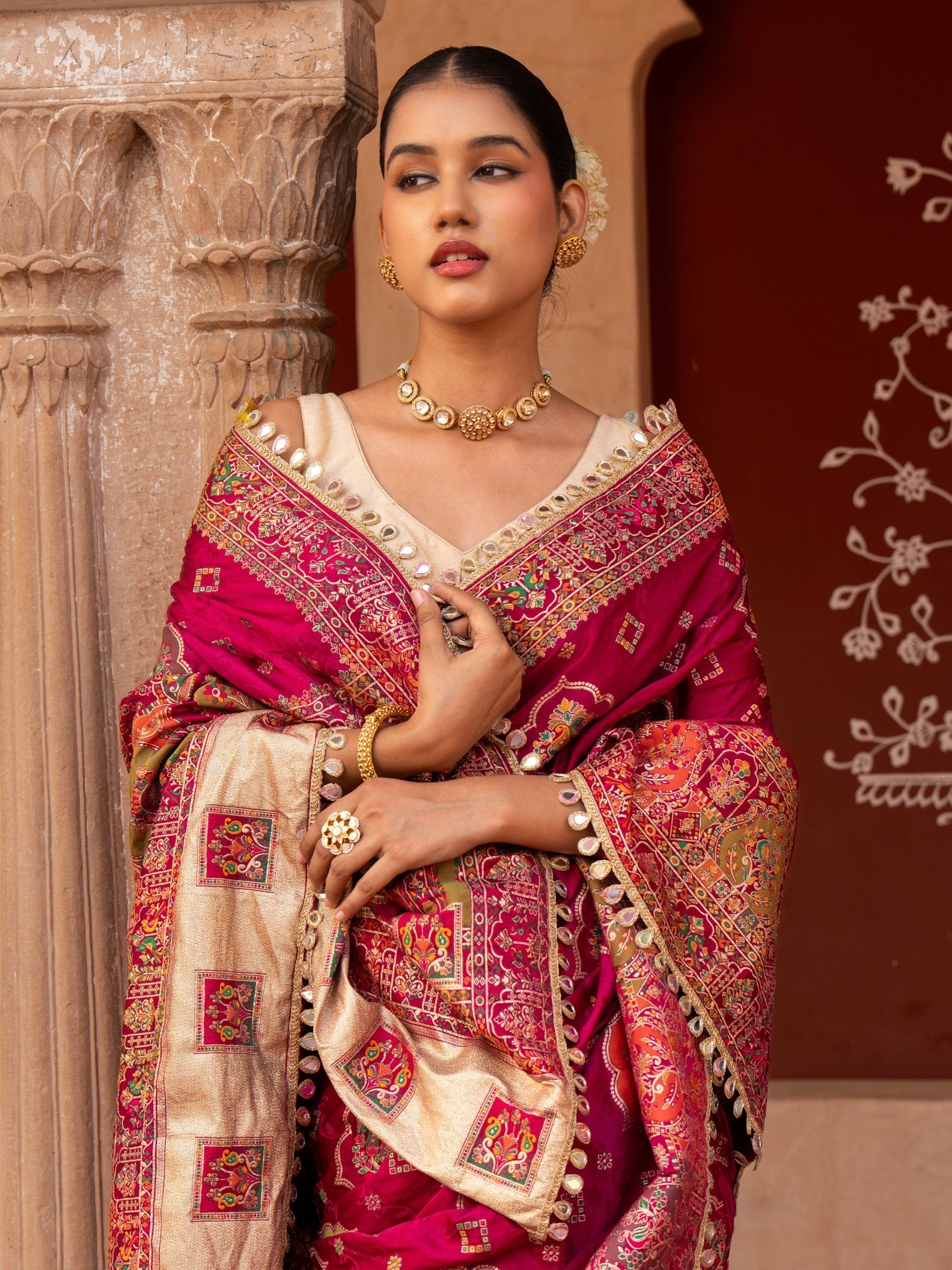 Magenta Pure Katan Silk Banarasi Bridal Handloom Saree