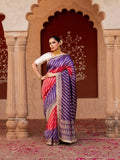 Purple Pink Bridal Pure Katan Silk Banarasi Handloom Saree