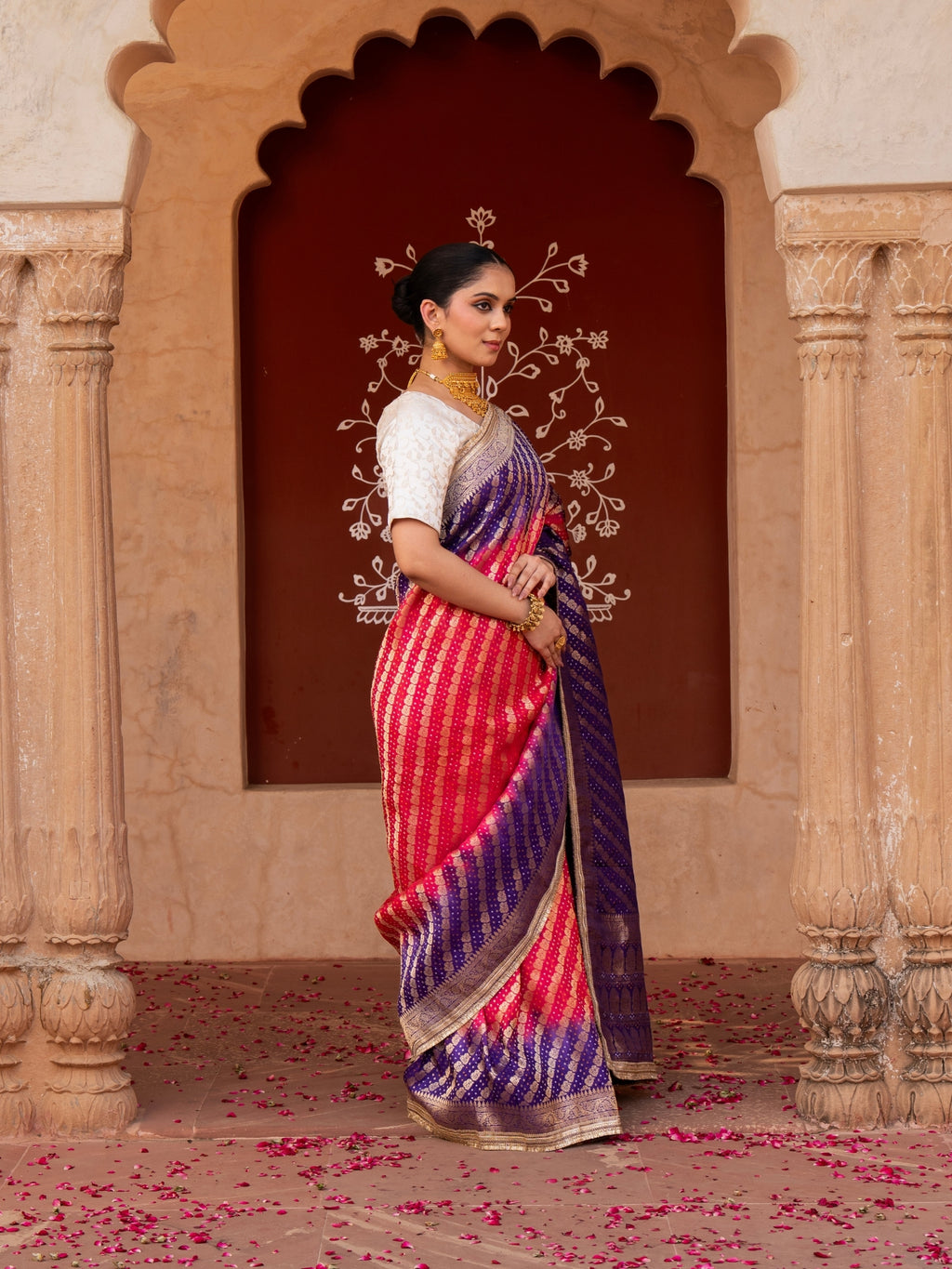 Purple Pink Bridal Pure Katan Silk Banarasi Handloom Saree