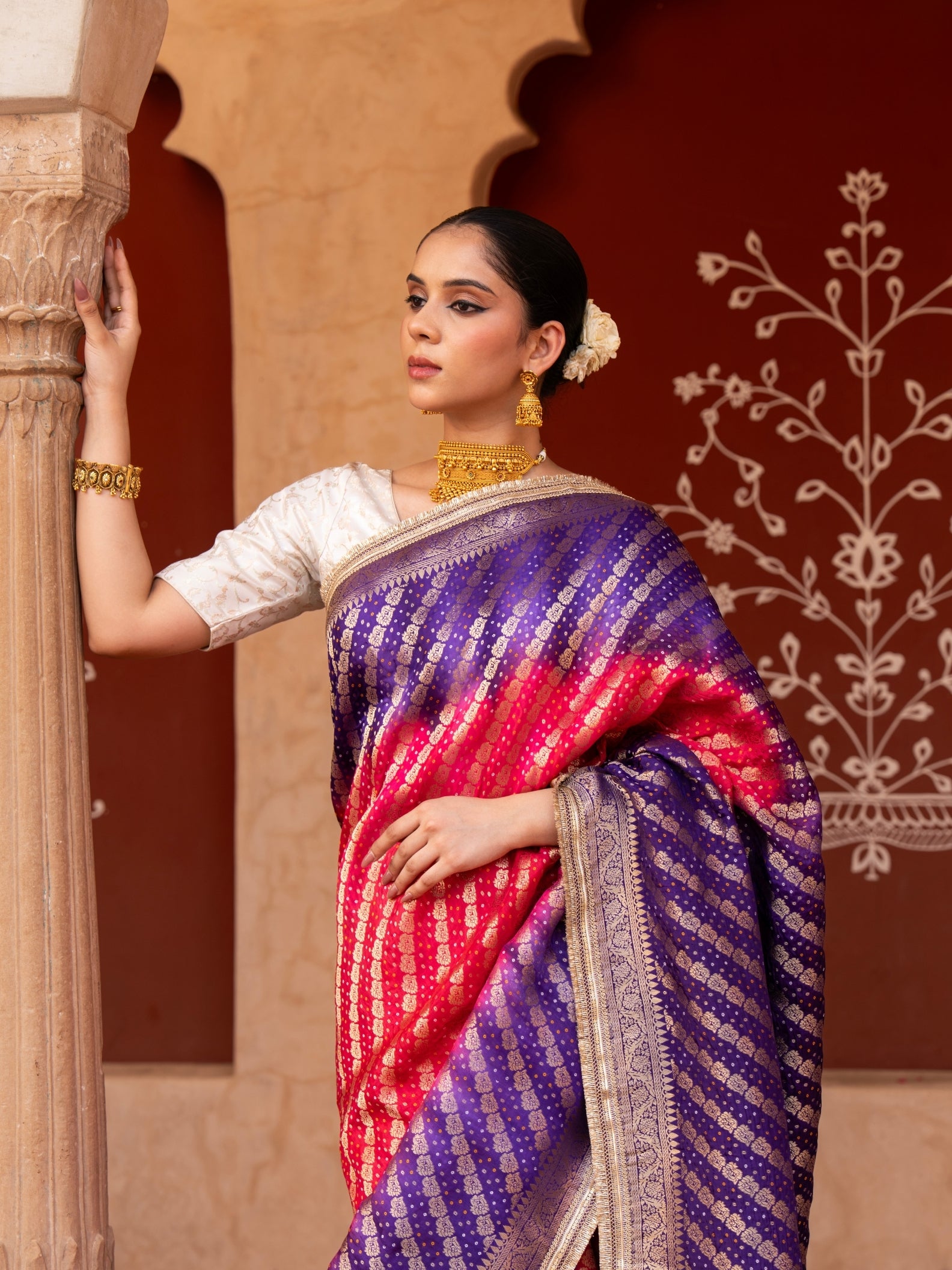 Purple Pink Bridal Pure Katan Silk Banarasi Handloom Saree
