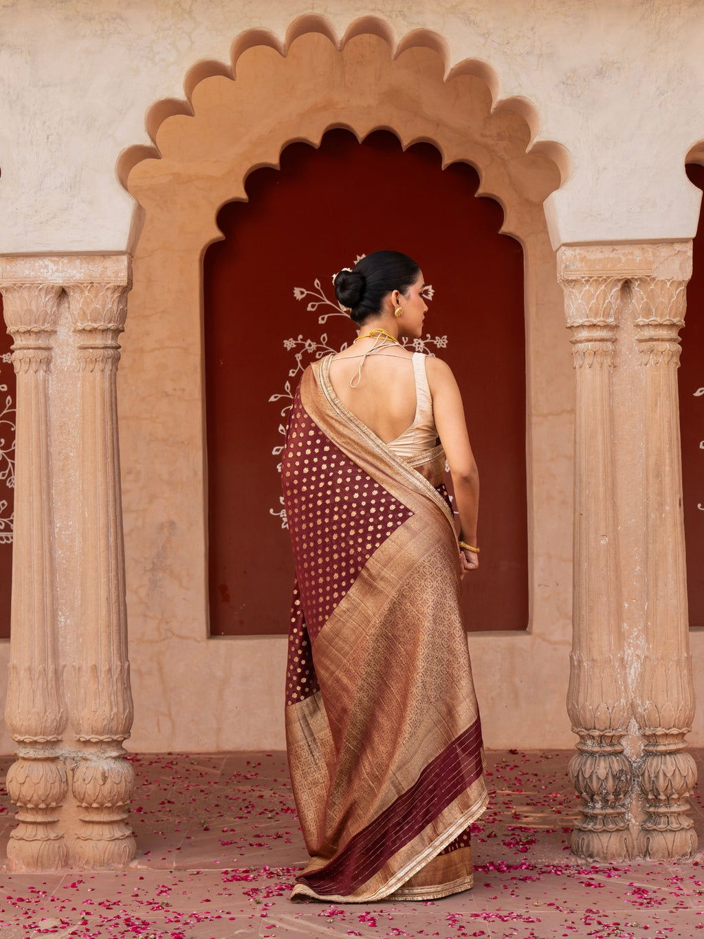 Maroon Pure Chiffon Banarasi Silk Handllom Saree