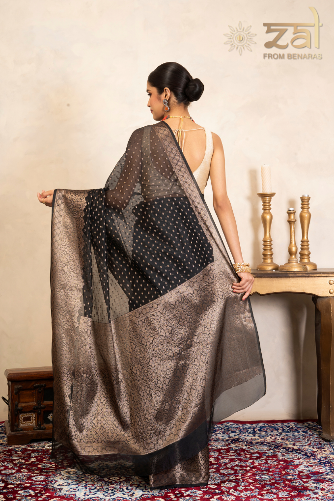 Black Pure Silk Banarasi Handloom Saree