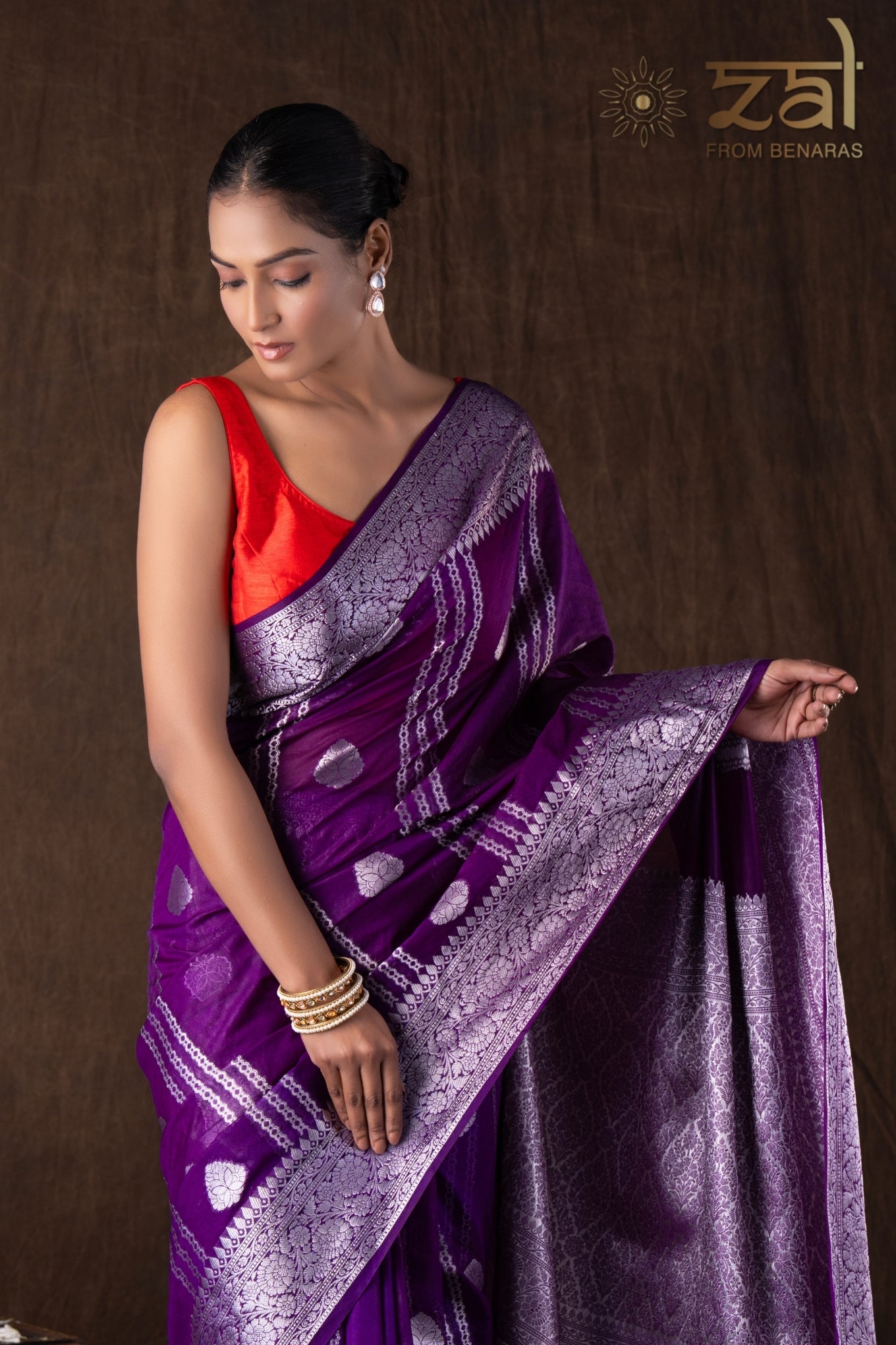 Purple Pure Silk banarasi Handloom Saree
