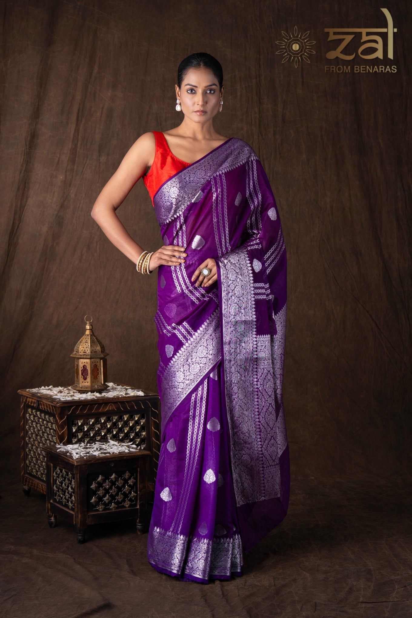 Purple Pure Silk banarasi Handloom Saree
