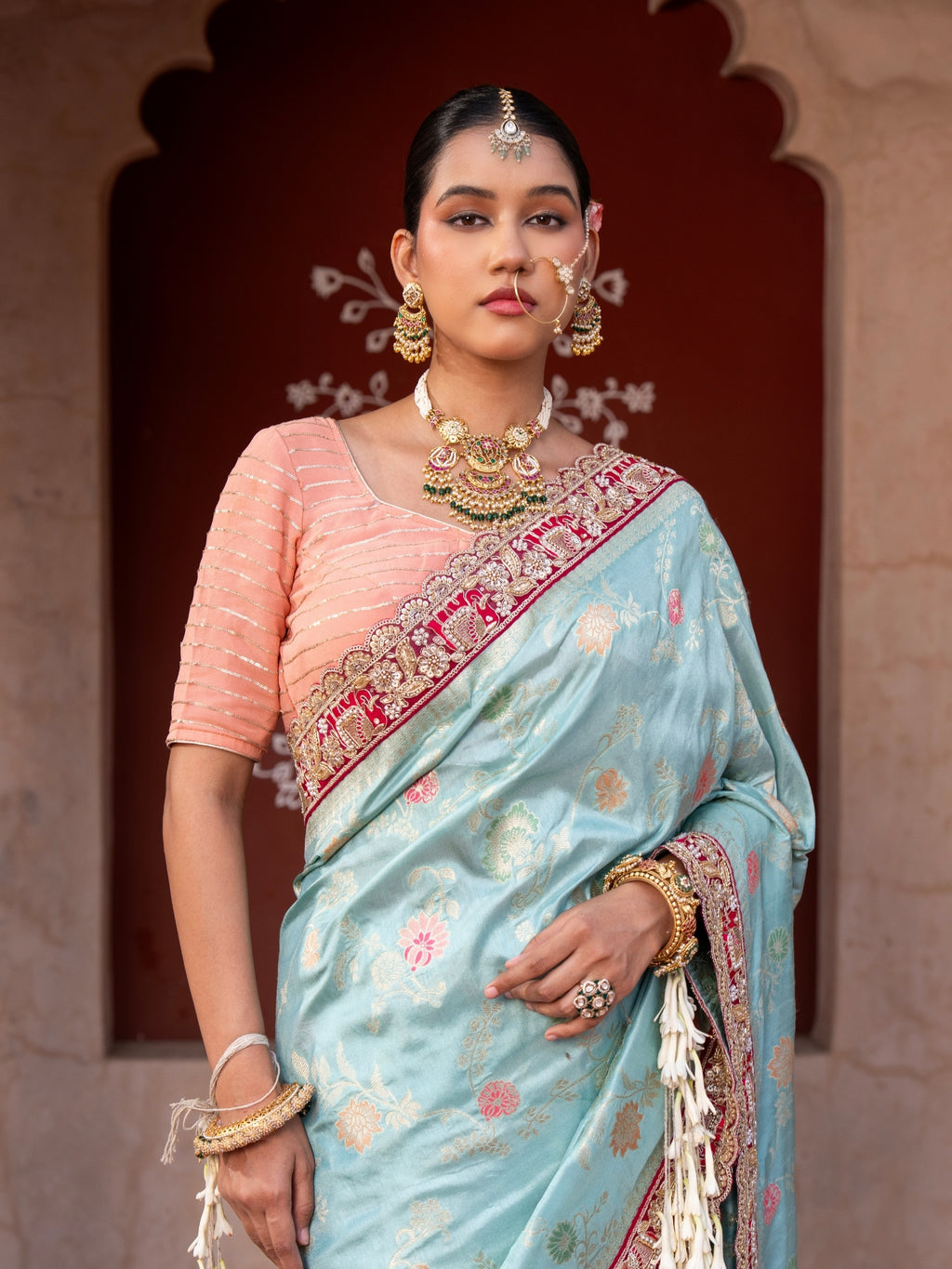 Sky Blue Pure Katan Silk Banarasi Handloom Saree