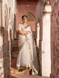 Off White Pure Organza Handloom Gota Patti Saree