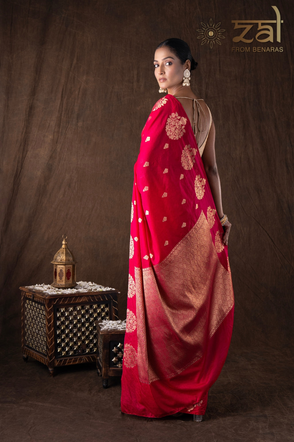 Hot Pink Pure Silk Raw Mango Boota Zari Banarasi Handloom Saree