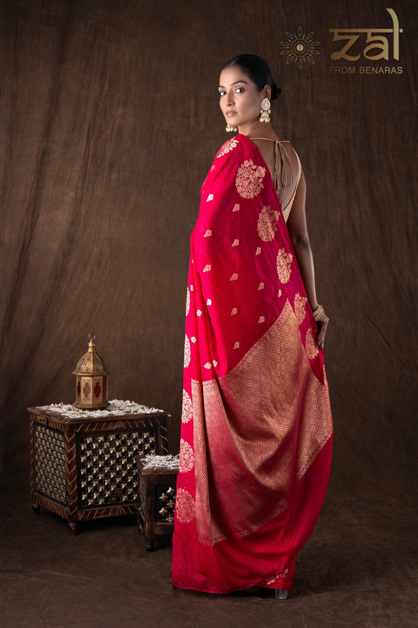 Hot Pink Pure Silk Raw Mango Boota Zari Banarasi Handloom Saree