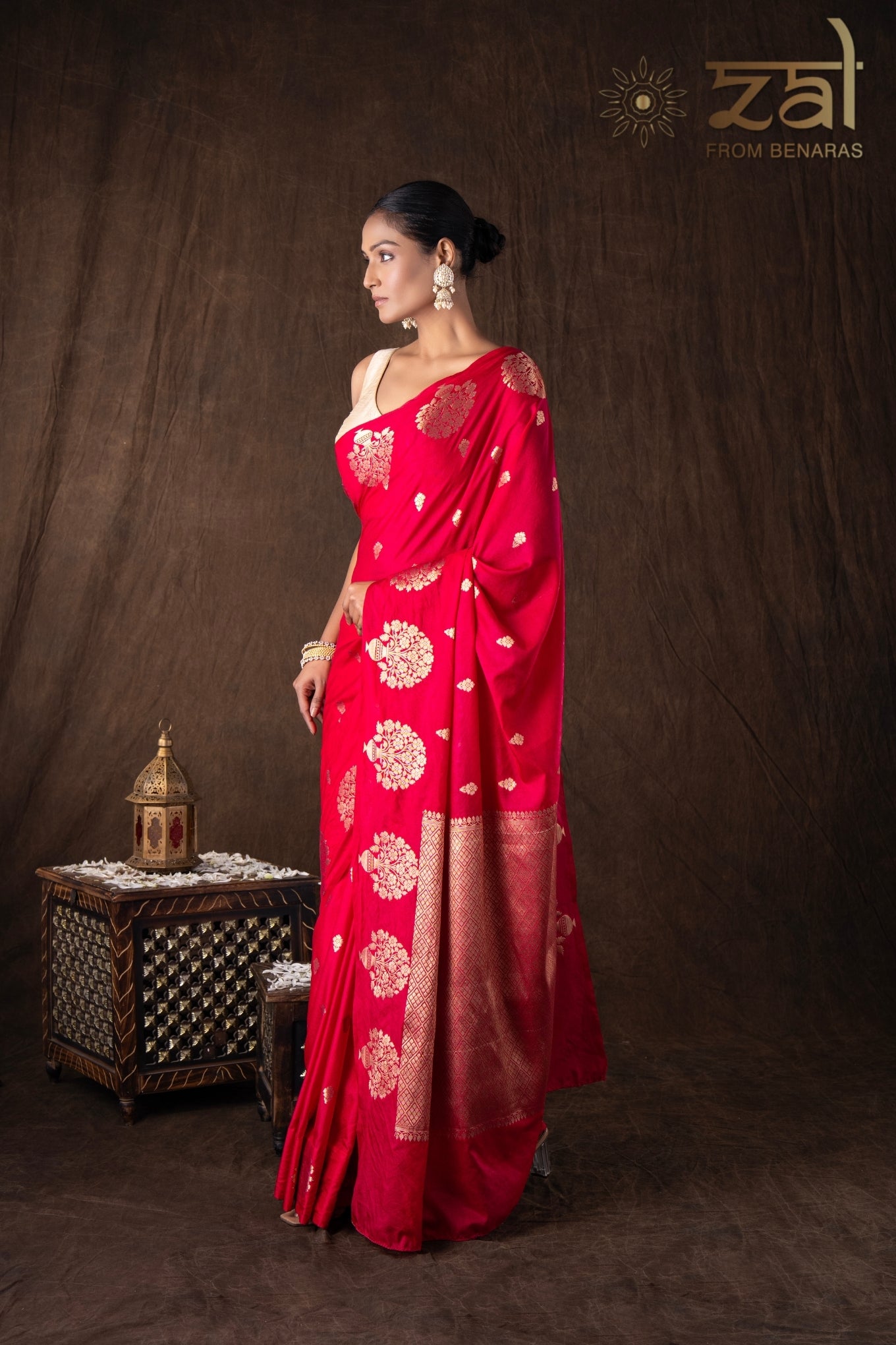 Hot Pink Pure Silk Raw Mango Boota Zari Banarasi Handloom Saree