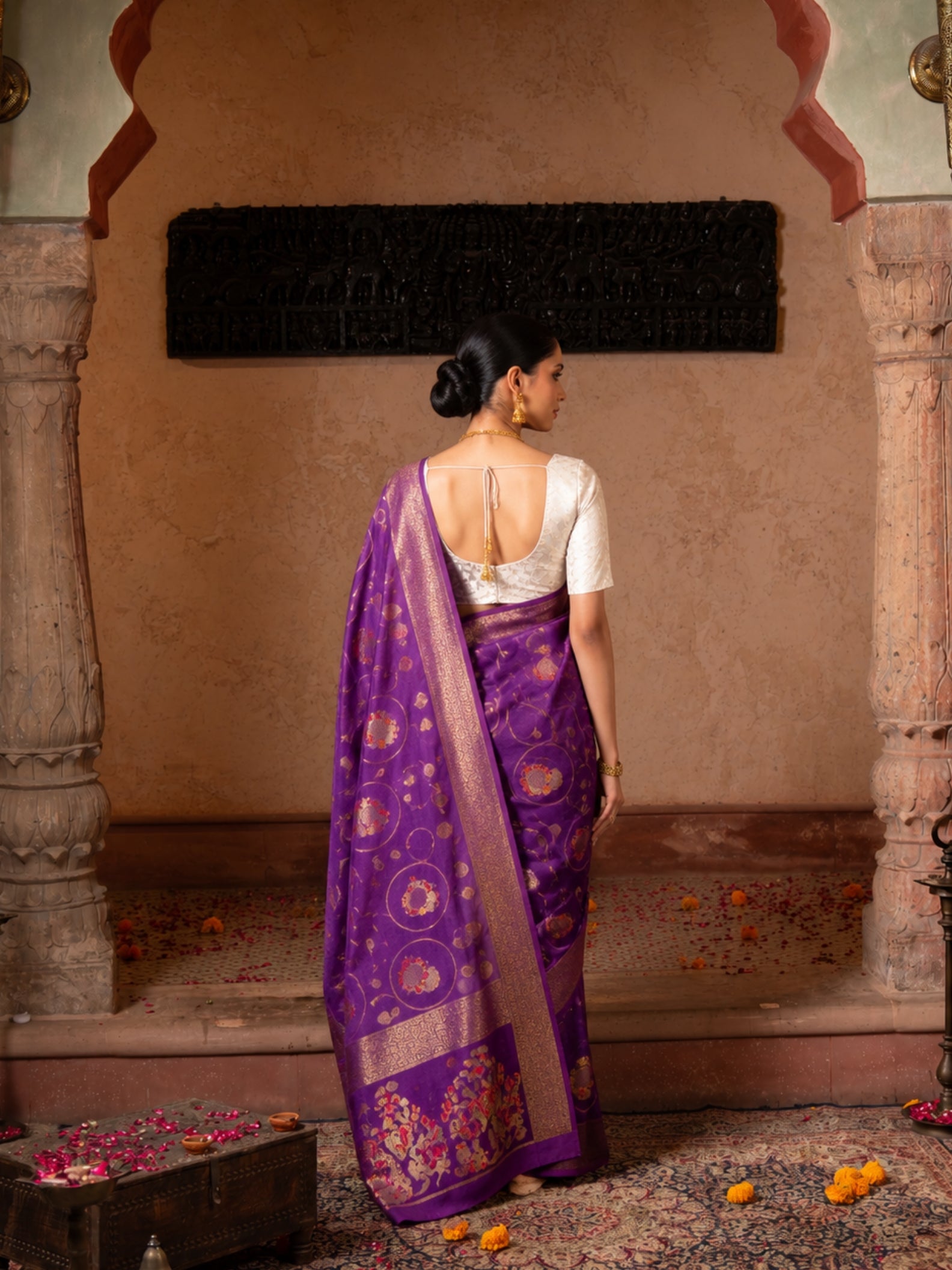 Purple Pure Tissue Silk Banarasi Handloom Saree