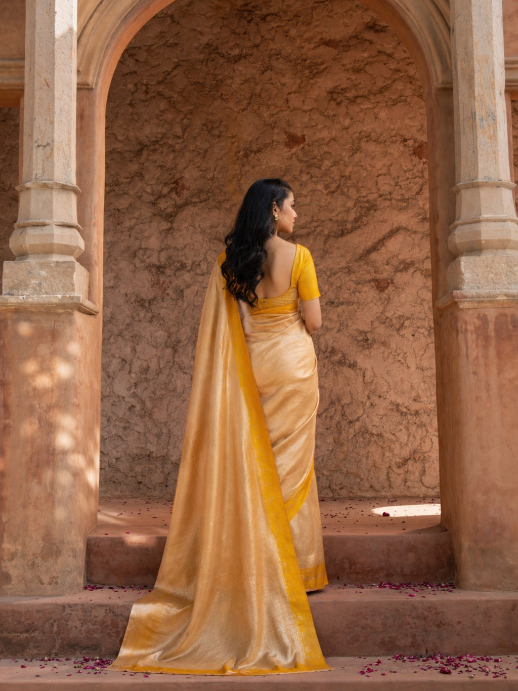 Yellow Pure Tissue Silk Banarasi Brocade Handloom Saree