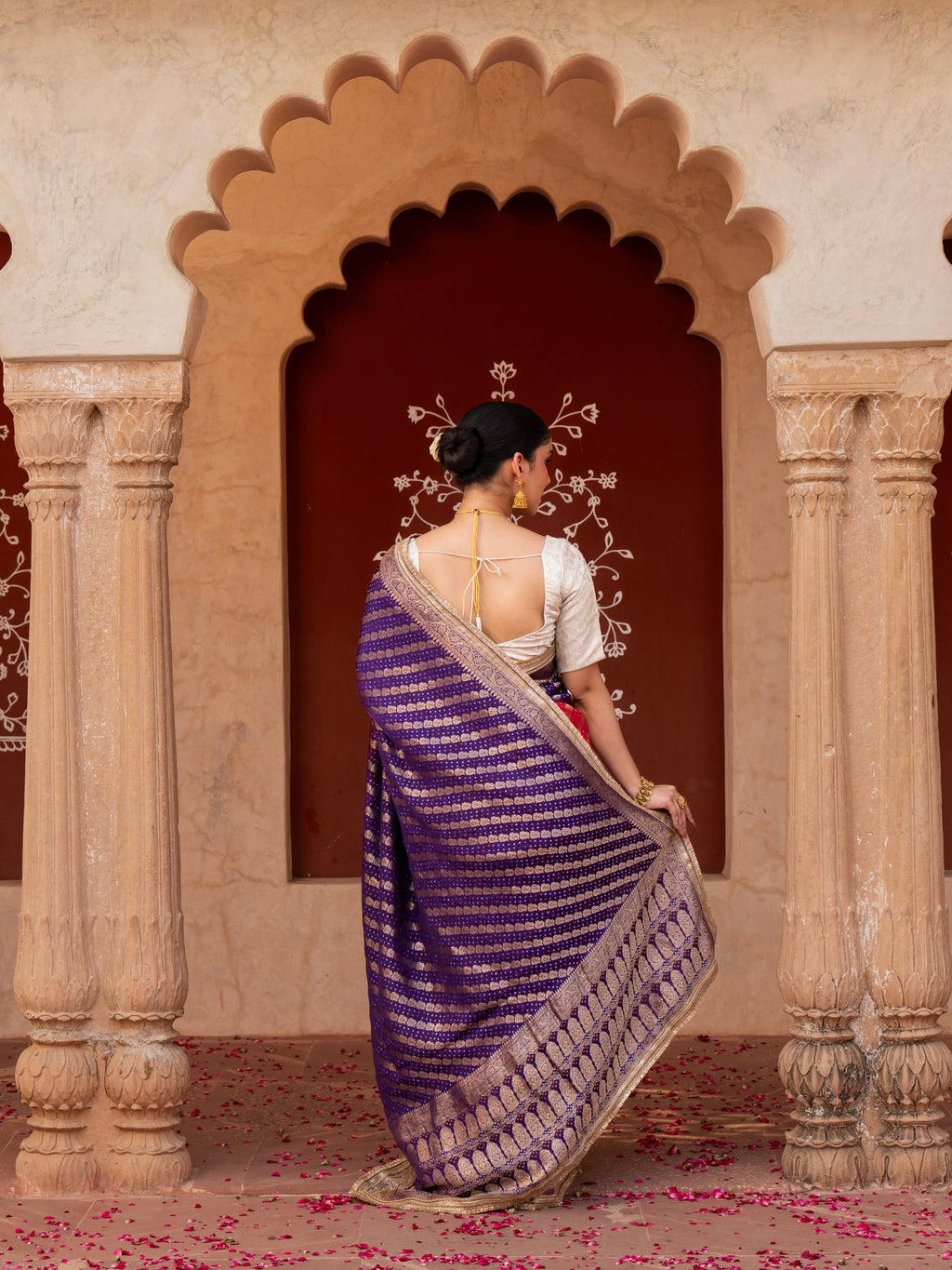 Purple Pink Bridal Pure Katan Silk Banarasi Handloom Saree