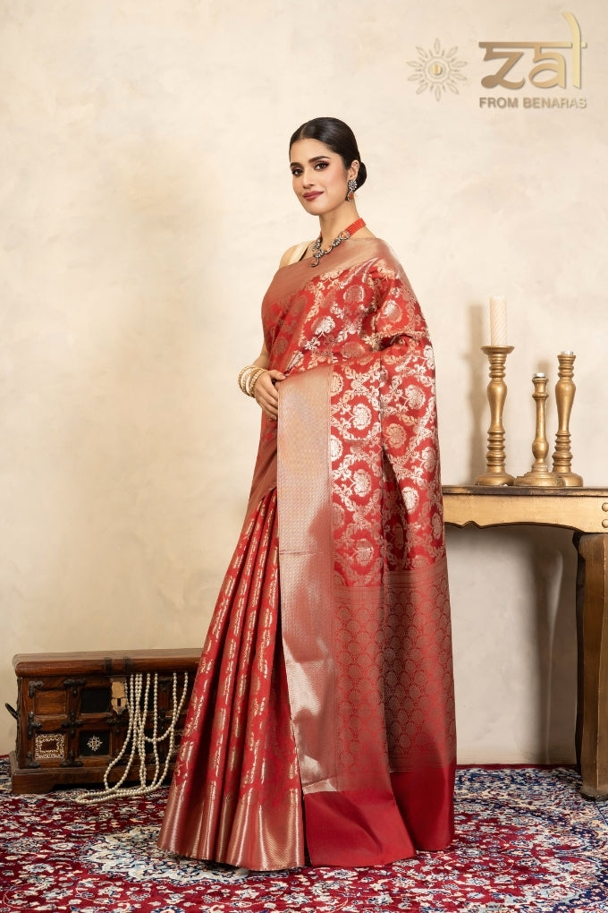 Red Pure Silk Banarasi Handloom Saree
