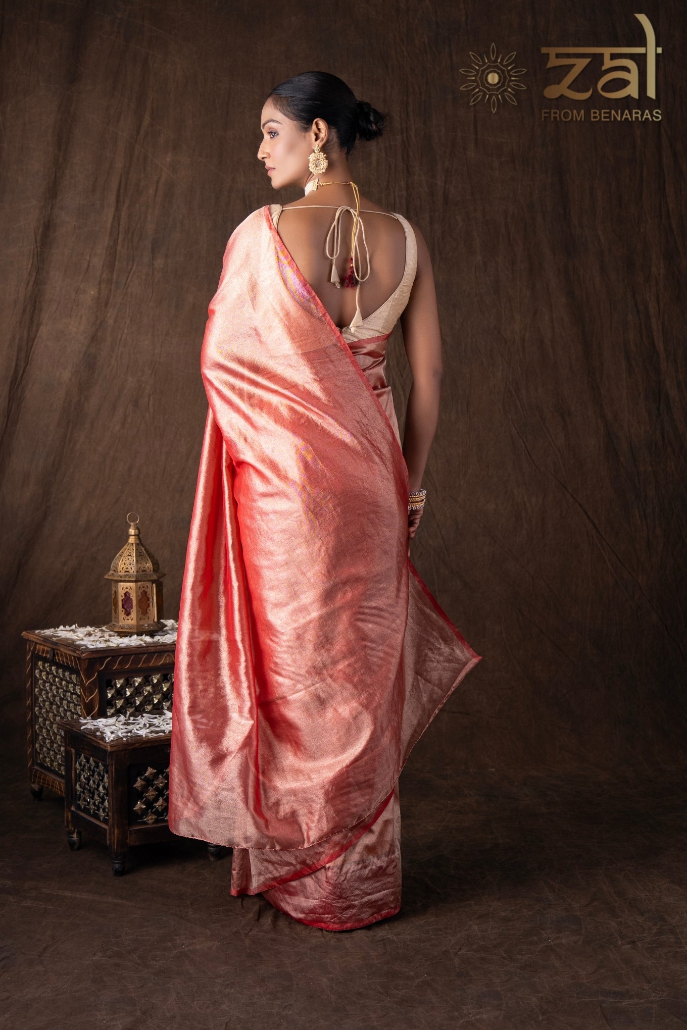 Red pure Tissue Plain Banarsi Handloom Saree