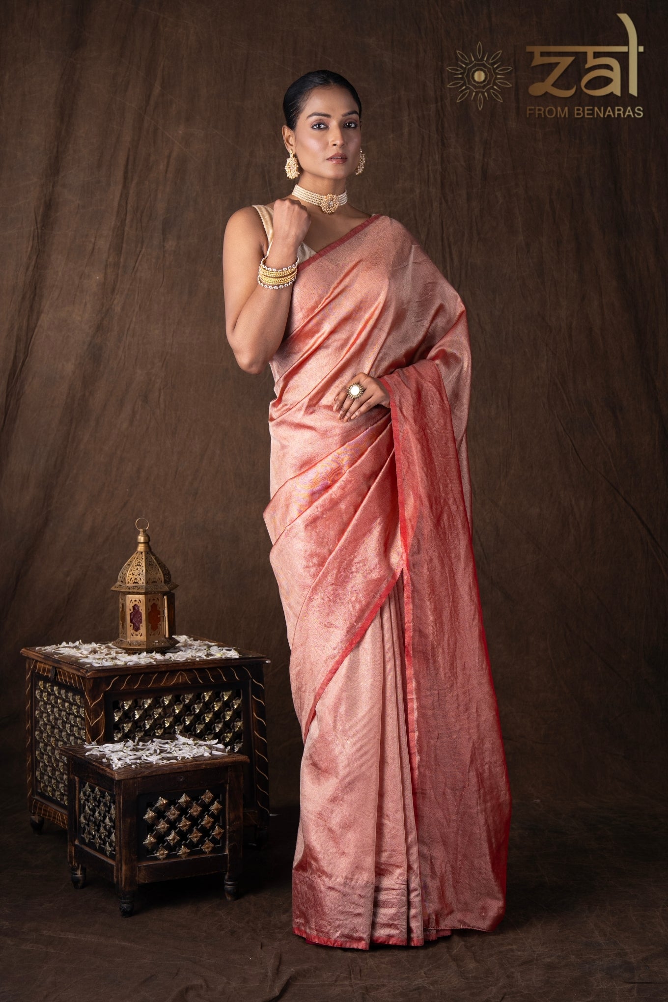 Red pure Tissue Plain Banarsi Handloom Saree