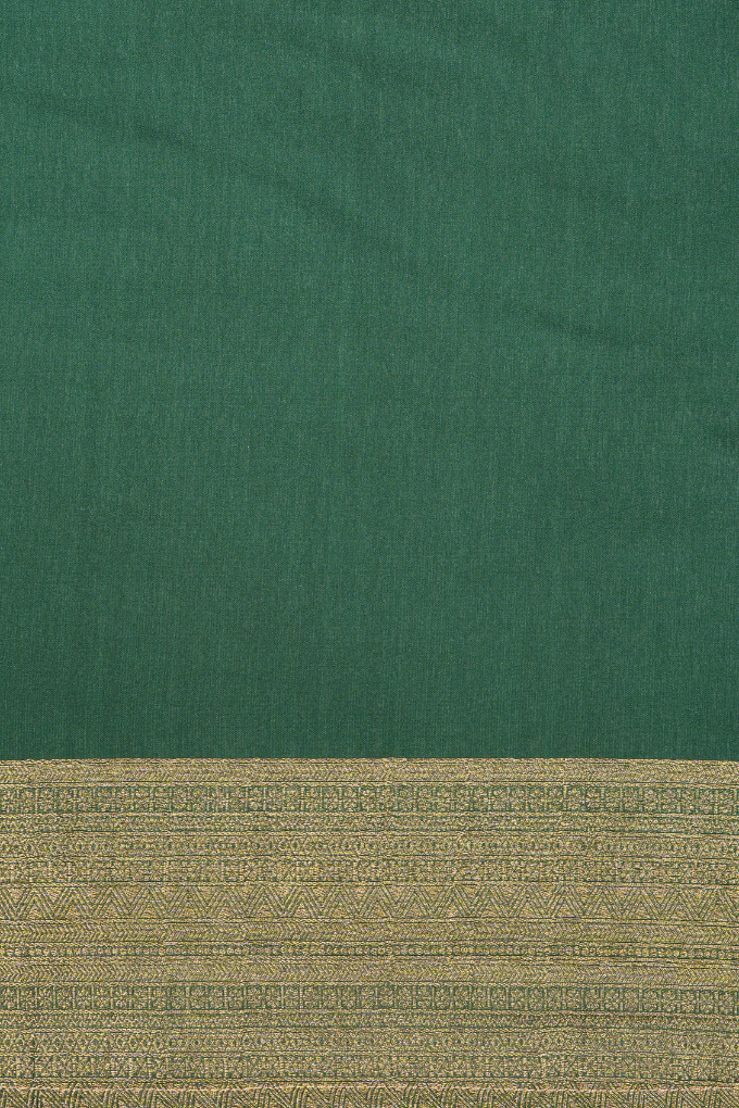 Bottle Green Pure Chiffon Banarasi Handloom Saree