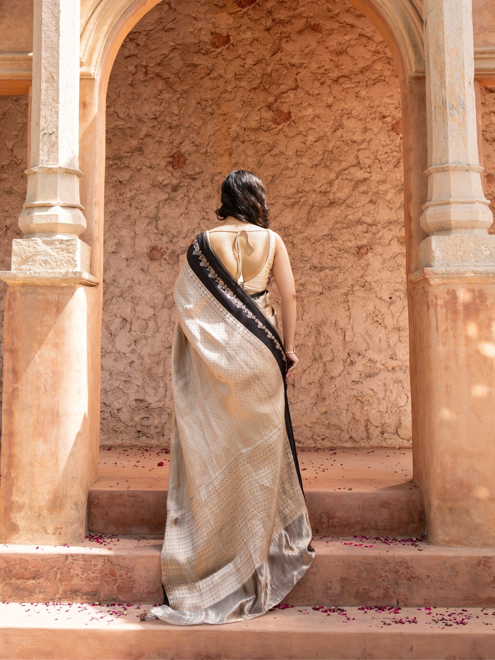 Black Pure Tissue Silk Banarasi Brocade Handloom Saree