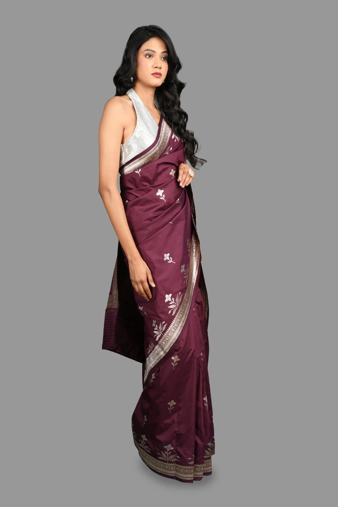 Magenta Pure Katan Silk Banarasi handloom Saree