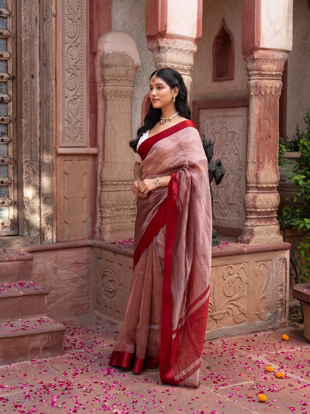 Maroon Pure Tissue Silk Banarasi Handloom Saree