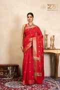 Red Chiffon Silk Banarasi Handloom Saree