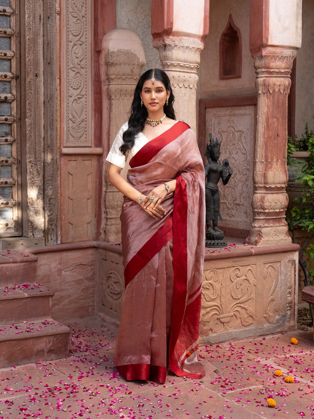 Maroon Pure Tissue Silk Banarasi Handloom Saree