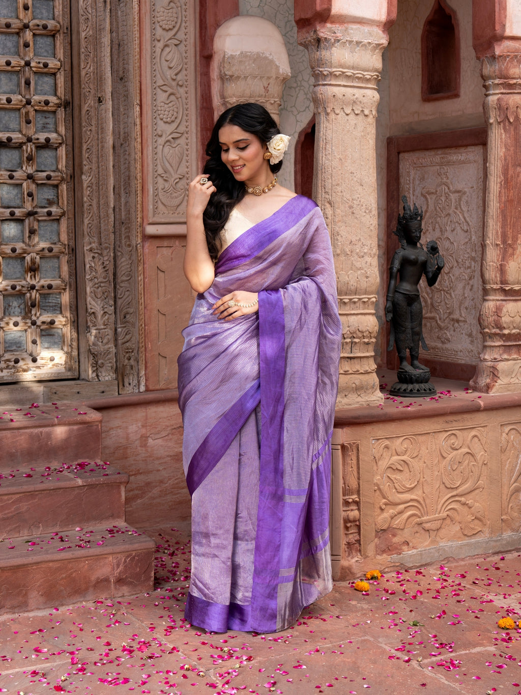 Purple Pure Tissue Silk Banarasi Handloom Saree
