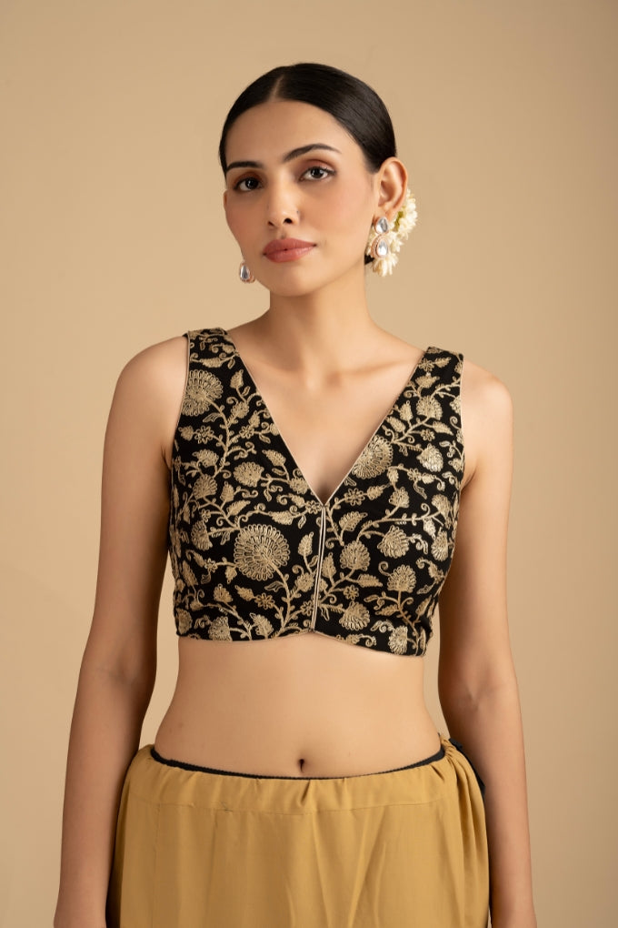 Black Pure Organza Zari Silk Banrasi Handloom Saree