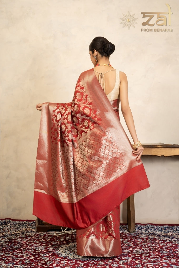 Red Pure Silk Banarasi Handloom Saree