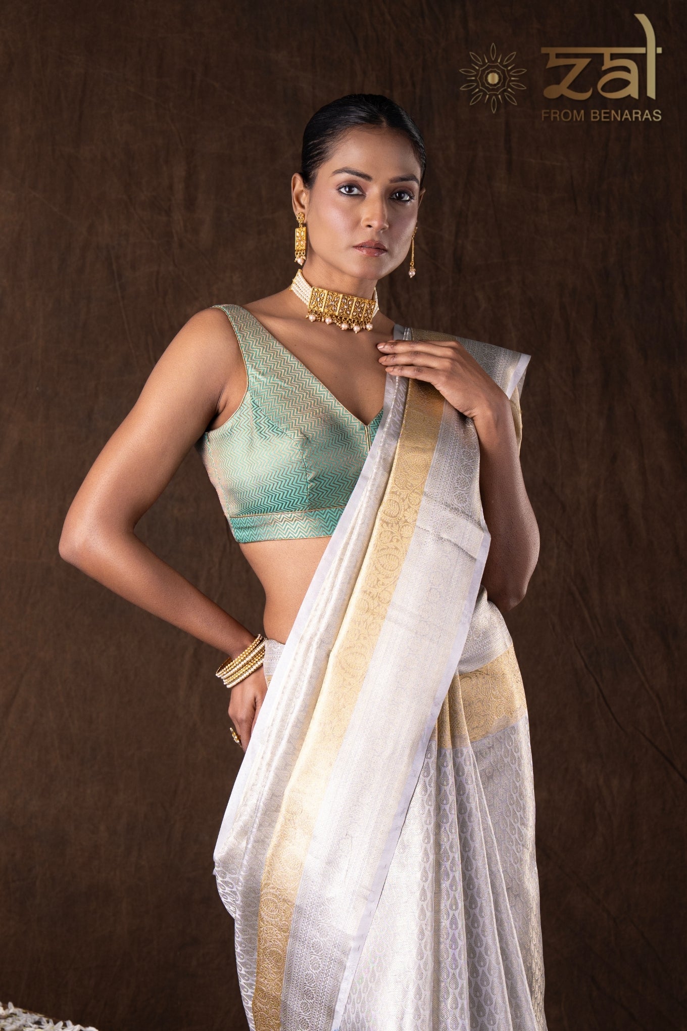 Silver Golden Kanjivaram Zari Silk Banarasi Handloom Saree