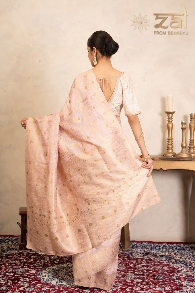 Baby Pink Pure Silk Banarasi Handloom Saree