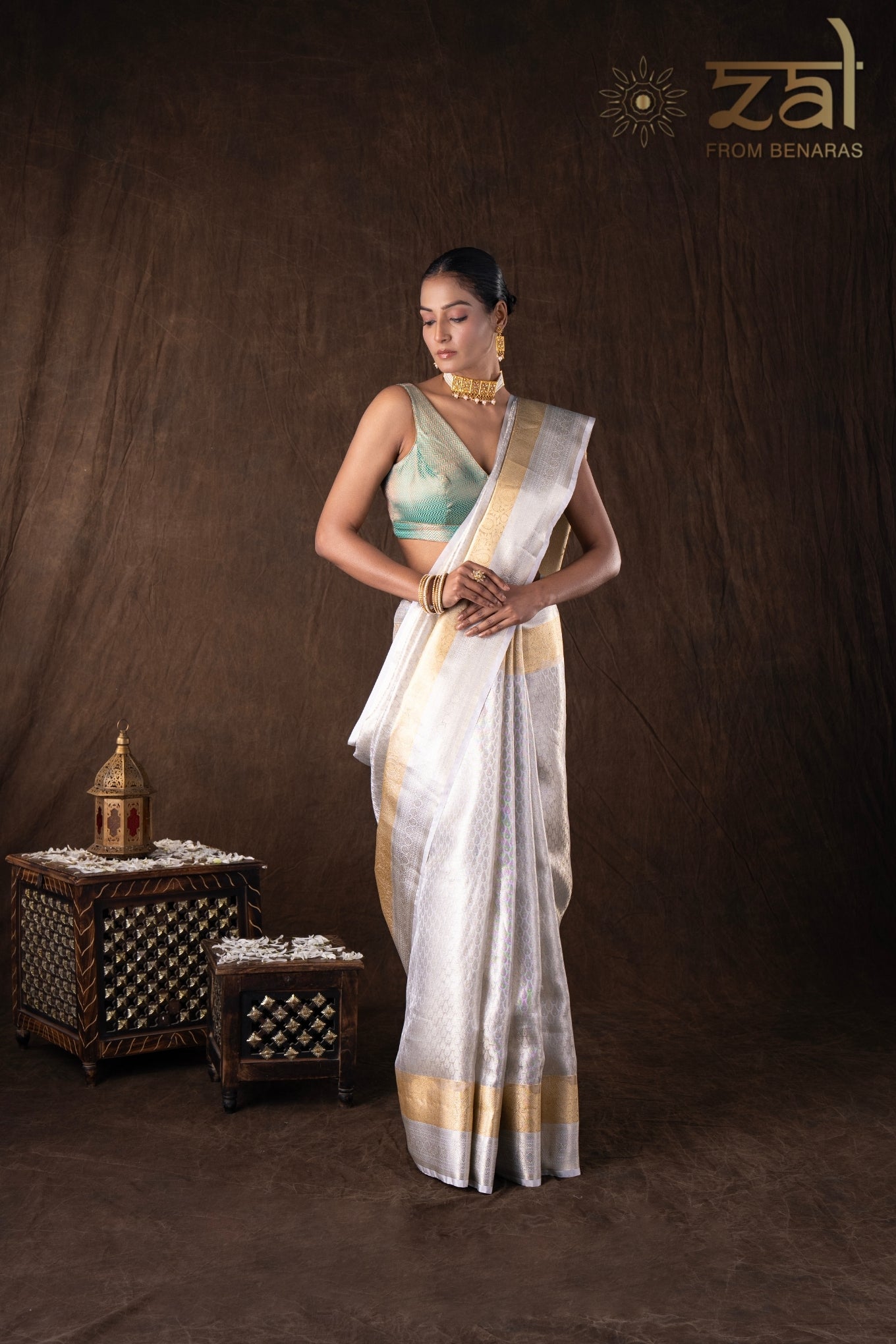 Silver Golden Kanjivaram Zari Silk Banarasi Handloom Saree