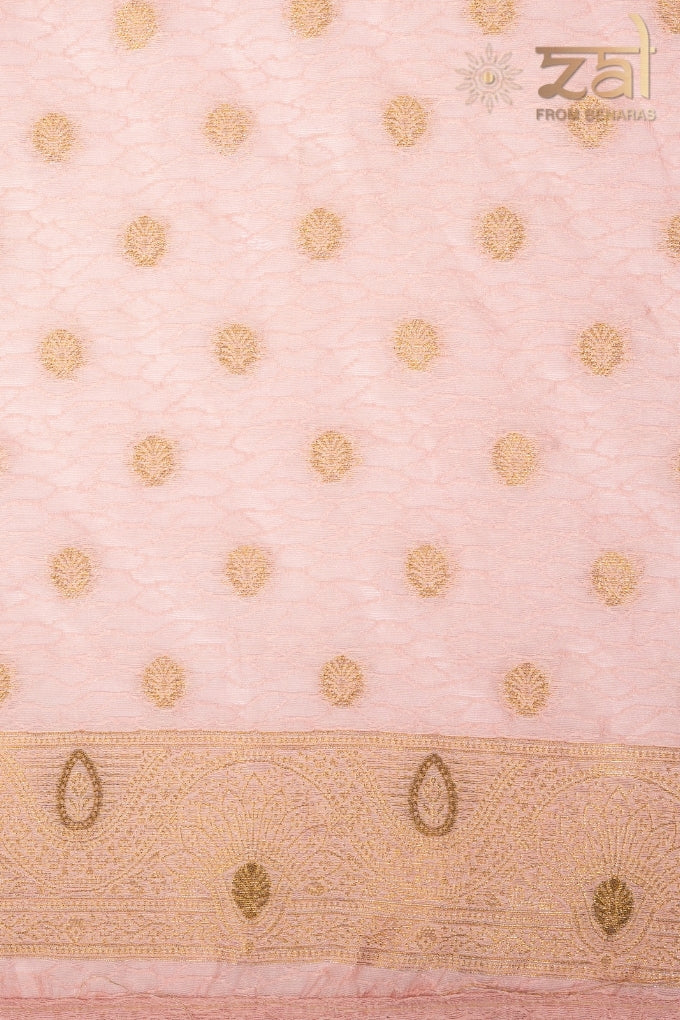 Baby Pink Pure Silk Banarasi Handloom Saree