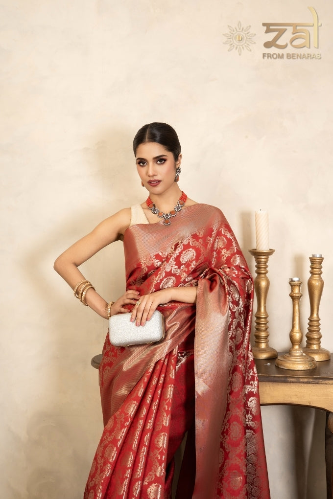 Red Pure Silk Banarasi Handloom Saree