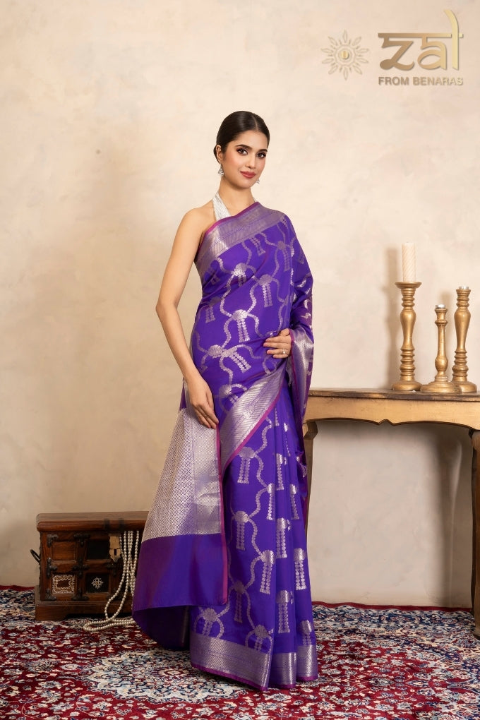 Purple Pure Silk Banarasi Handloom Saree