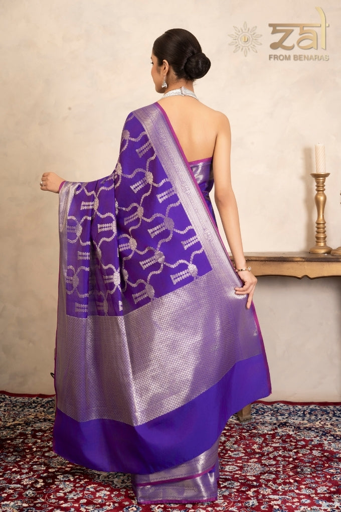Purple Pure Silk Banarasi Handloom Saree