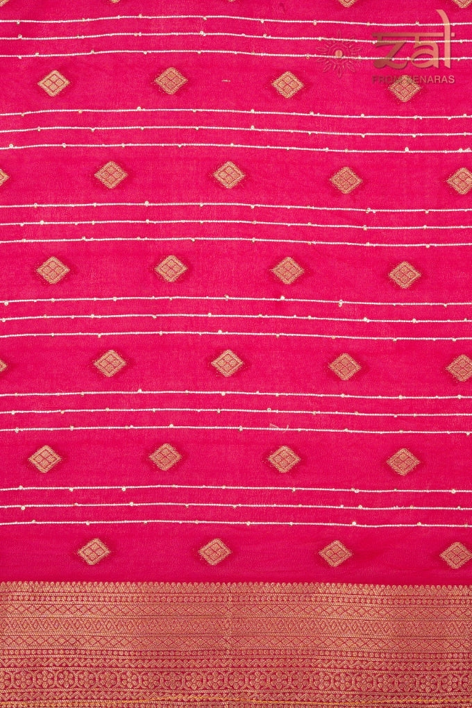 Rani Pink Pure Katan Banarasi Handloom Saree