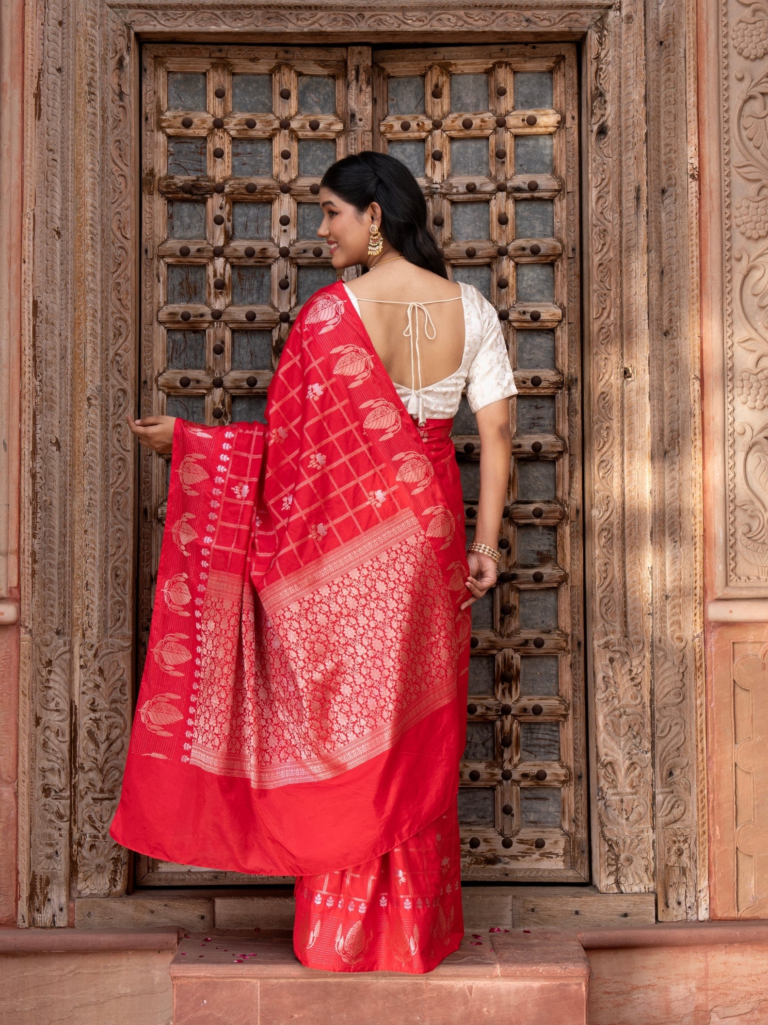 Red Pure Silk Banarasi Handloom Saree