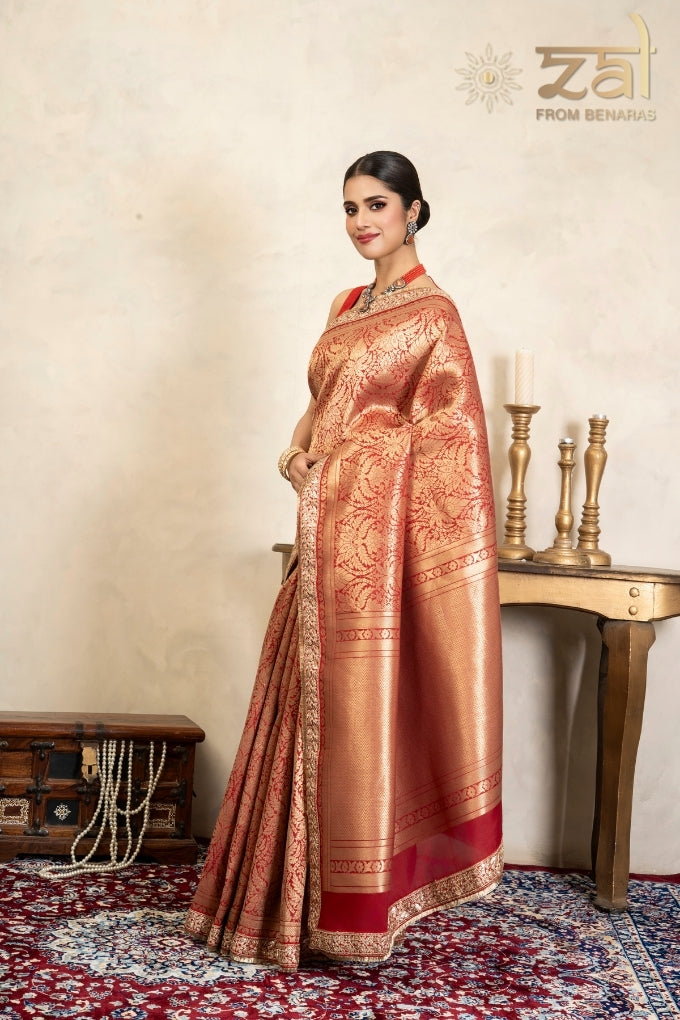 Red Pure Silk Brocade Banarasi Handloom Saree