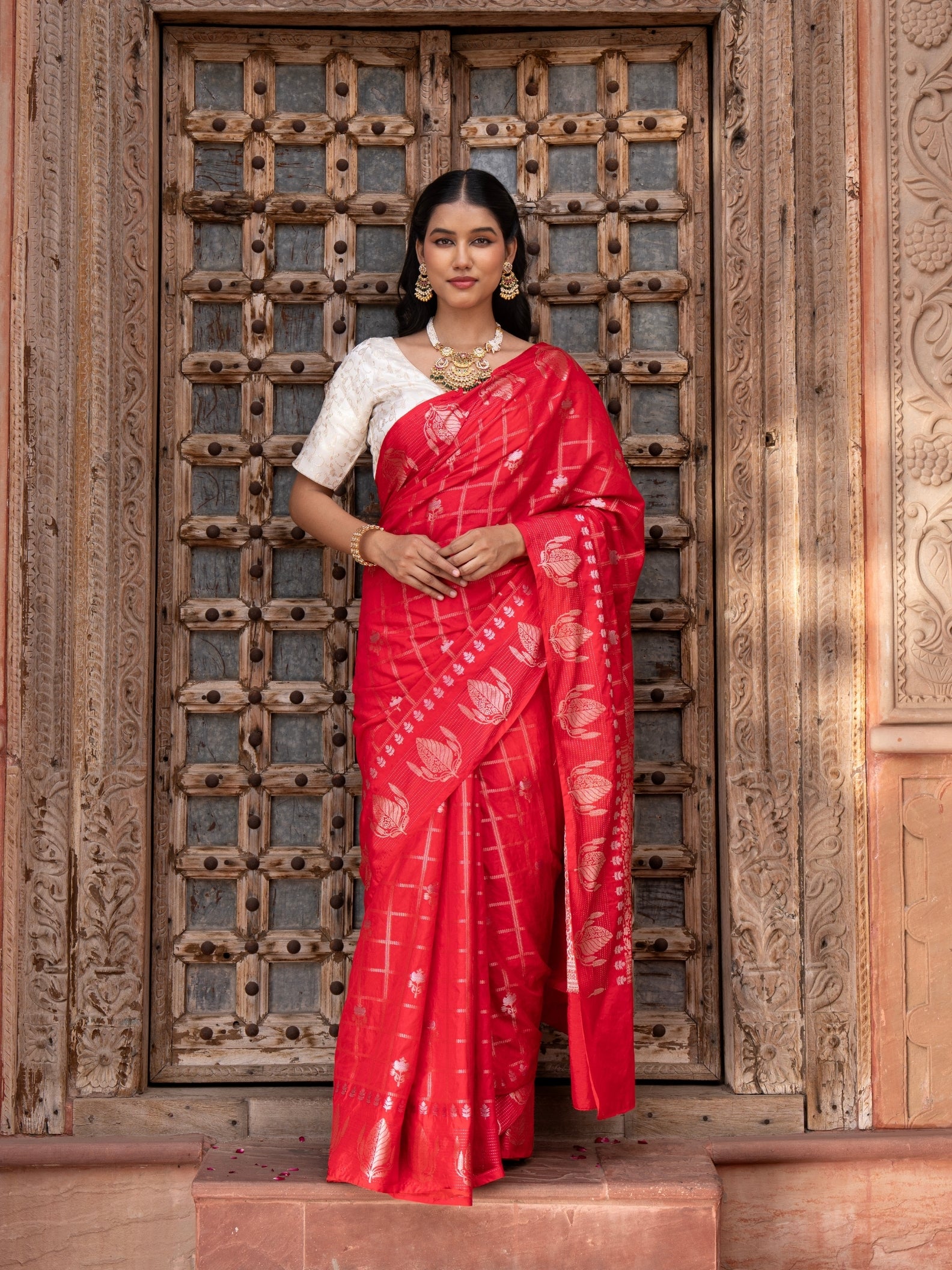 Red Pure Silk Banarasi Handloom Saree