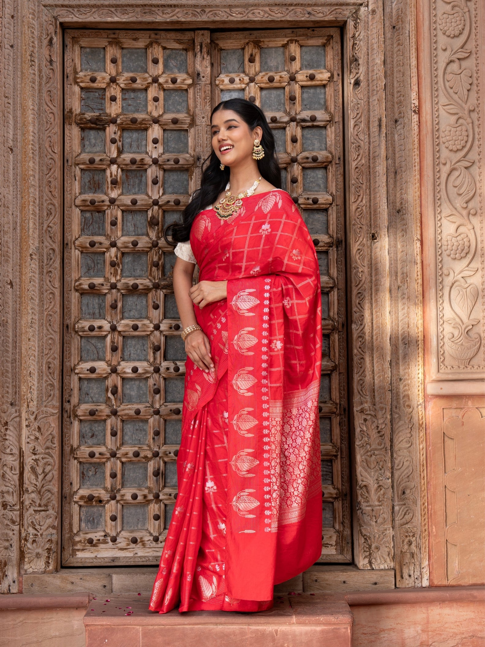 Red Pure Silk Banarasi Handloom Saree