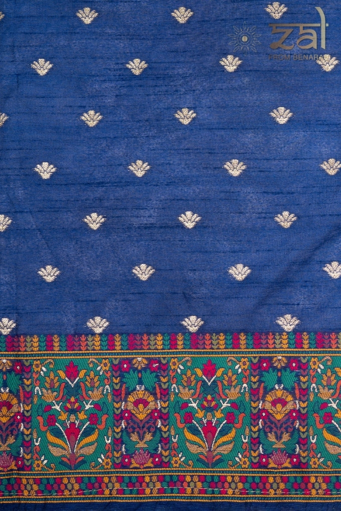 Blue Pure Silk Banarasi Meenakari Handloom Saree