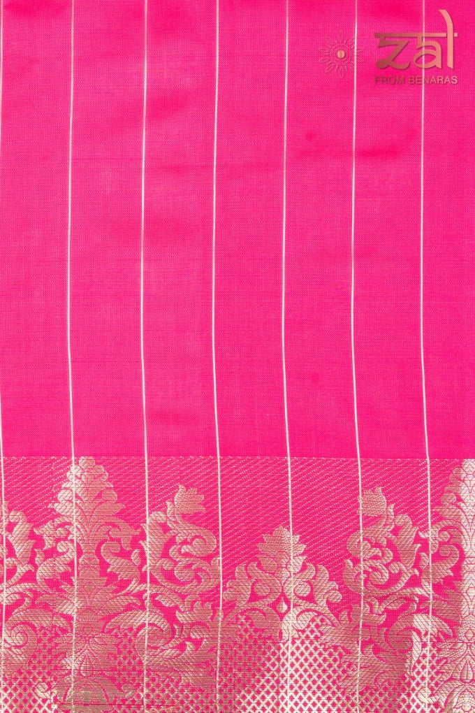 Rani Pink Pure Silk Banarasi Handloom Saree