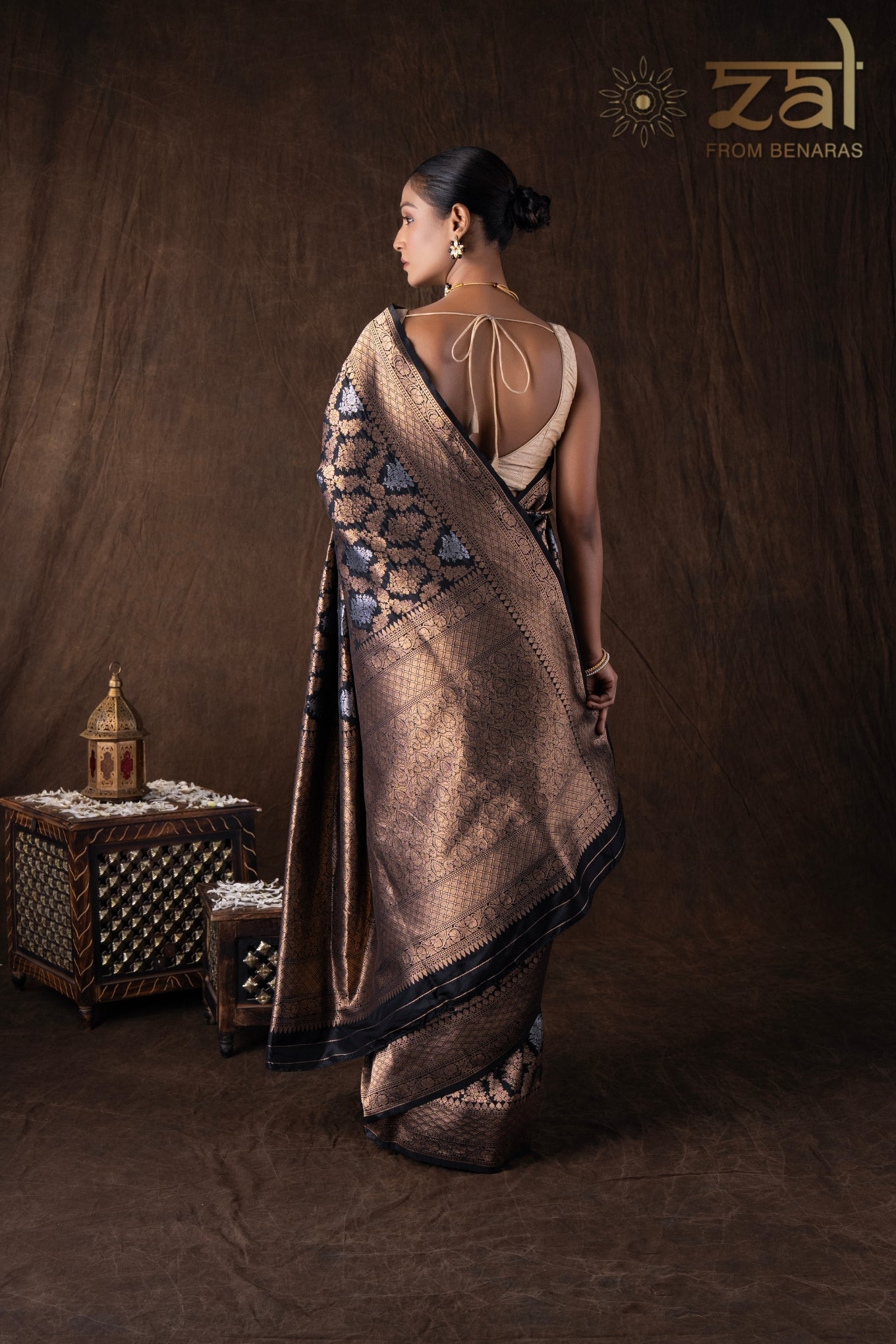 Black Pure Katan Silk Banarasi Handloom Saree