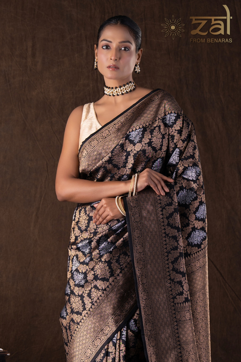 Black Pure Katan Silk Banarasi Handloom Saree
