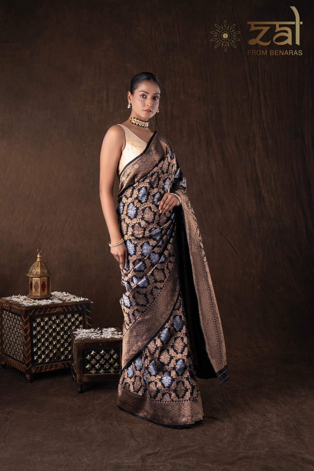 Black Pure Katan Silk Banarasi Handloom Saree