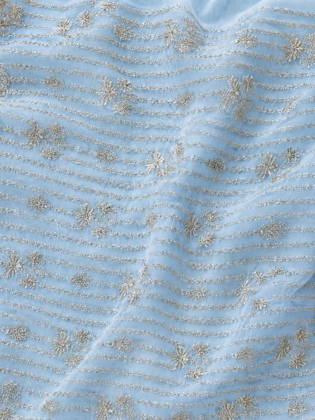 Sky Blue Pure Georgette Handloom Gota Patti Saree